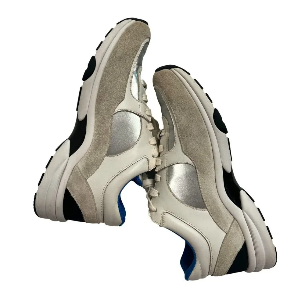 Chanel Suede Sneakers in Cream and Silver - Picture 7 of 9